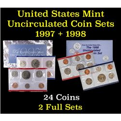 1997 & 1998 United States Mint Uncurculated Coin Sets In Original Government Packaging 20 coins