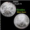 Image 1 : 2005 Silver Eagle Dollar $1 Grades Mint State