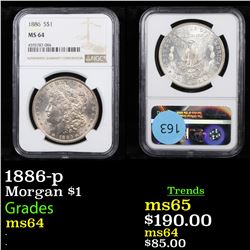 NGC 1886-p Morgan Dollar $1 Graded ms64 By NGC