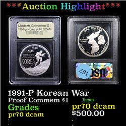 Proof ***Auction Highlight*** 1991-P Korean War Modern Commem Dollar $1 Graded GEM++ Proof Deep Came