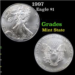 1997 Silver Eagle Dollar $1 Grades Mint State