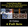 Image 1 : Group of 4 United States America The Beautiful Quarters Proof Sets 2009-2012 20 coins