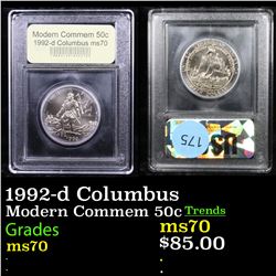 1992-d Columbus Modern Commem Half Dollar 50c Graded ms70, Perfection By USCG