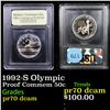 Image 1 : Proof 1992-S Olympic Modern Commem Half Dollar 50c Graded GEM++ Proof Deep Cameo By USCG