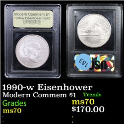 1990-w Eisenhower Modern Commem Dollar $1 Graded ms70, Perfection By USCG