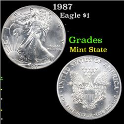 1987 Silver Eagle Dollar $1 Grades Mint State