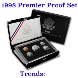 1998 United States Mint Premier Silver Proof Set in Display case 5 coins