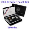 Image 1 : 1998 United States Mint Premier Silver Proof Set in Display case 5 coins