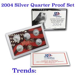 2004 United States Quarters Silver Proof Set - 5 pc set