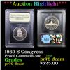 Image 1 : Proof ***Auction Highlight*** 1989-S Congress Modern Commem Half Dollar 50c Graded GEM++ Proof Deep 