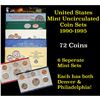Image 1 : Group of 6 United States Mint Uncurculated Coin Sets In Original Government Packaging 1990-1995 60 c