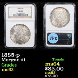 NGC 1885-p Morgan Dollar $1 Graded ms63 By NGC