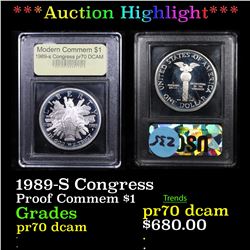 Proof ***Auction Highlight*** 1989-S Congress Modern Commem Dollar $1 Graded GEM++ Proof Deep Cameo 