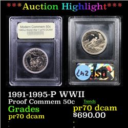 Proof ***Auction Highlight*** 1991-1995-P WWII Modern Commem Half Dollar 50c Graded GEM++ Proof Deep