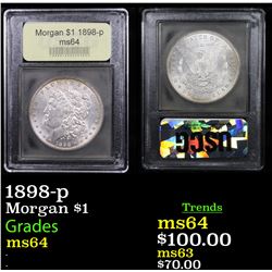 1898-p Morgan Dollar $1 Graded Choice Unc By USCG.