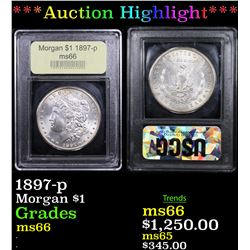 ***Auction Highlight*** 1897-p Morgan Dollar $1 Graded GEM  Unc By USCG.