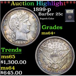 ***Auction Highlight*** 1899-p Barber Quarter 25c Graded Choice  Unc By USCG