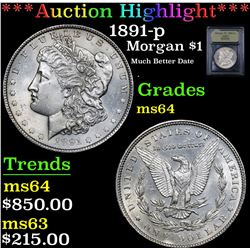 ***Auction Highlight*** 1891-p Morgan Dollar $1 Graded Choice Unc By USCG.