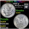 Image 1 : ***Auction Highlight*** 1891-p Morgan Dollar $1 Graded Choice Unc By USCG.