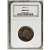 Image 1 : 1855 1C Upright 5s MS66 Brown NGC. N-3, R.1. Die State 
