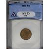 Image 1 : 1869 1C MS63 Red and Brown ANACS. The original orange- 
