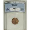 Image 1 : 1909-S 1C MS62 Red and Brown ANACS. A trifle softly st 