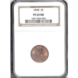 1910 1C PR65 Red and Brown NGC. A splendid Gem proof w 