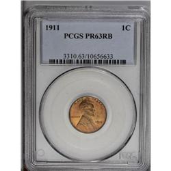 1911 1C PR63 Red and Brown PCGS. A significant satin p 