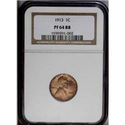 1913 1C PR64 Red and Brown NGC. Gunmetal-blue, olive, 