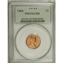 1955 1C PR67 Deep Cameo PCGS. A gorgeous near flawless 