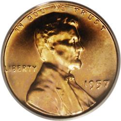 1957 1C PR67 Deep Cameo PCGS. A fire-red Superb Gem wi 