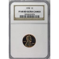 1958 1C PR68 Red Ultra Cameo NGC. An awesome proof spe 