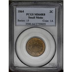 1864 2C Small Motto MS64 Red and Brown PCGS. The scarc 