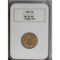 1869 2C MS65 Red and Brown NGC. The salmon-copper surf 