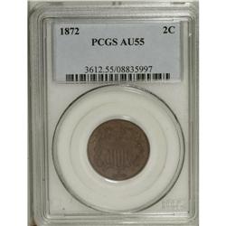 1872 2C AU55 PCGS. Well detailed with rich mahogany-br 