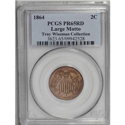 1864 2C Large Motto PR65 Red PCGS. A glittering pumpki 