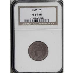 1867 2C PR66 Brown NGC. An exquisitely struck Premium 