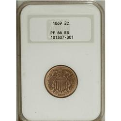1869 2C PR66 Red and Brown NGC. The design elements ar 