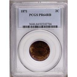 1871 2C PR64 Red and Brown PCGS. Orange-red luster com 