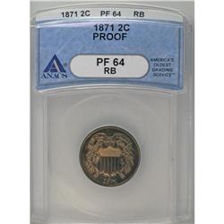 1871 2C PR64 Red and Brown ANACS. This specimen exhibi 