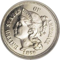 1876 3CN PR66 NGC. Proof production rose once again in 