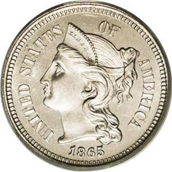 1865 3CN PR66 Cameo PCGS. The opportunity to bid on mo 