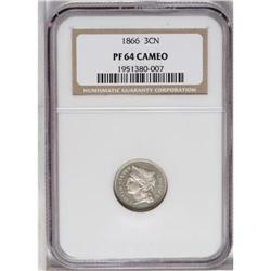 1866 3CN PR64 Cameo NGC. Speculation on the actual num 