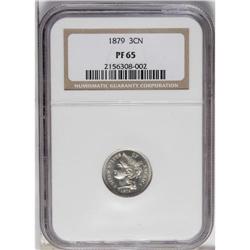 1879 3CN PR65 NGC. This spectacular Gem, with no visib 