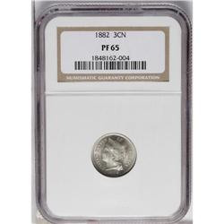 1882 3CN PR65 NGC. Sharply detailed with bright, shimm 