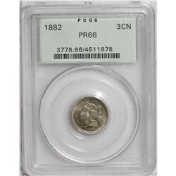 1882 3CN PR66 PCGS. Dove-gray and apricot tints interm 