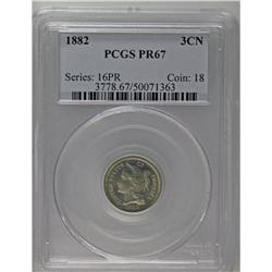 1882 3CN PR67 PCGS. This is a gorgeous Superb Gem proo 
