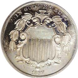 1867 5C Rays PR65 Cameo PCGS.