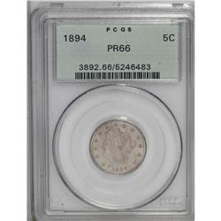 1894 5C PR66 PCGS. Apricot and lilac colors illuminate 