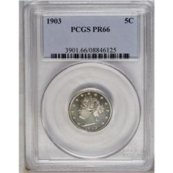 1903 5C PR66 PCGS. Deeply mirrored and boldly defined 